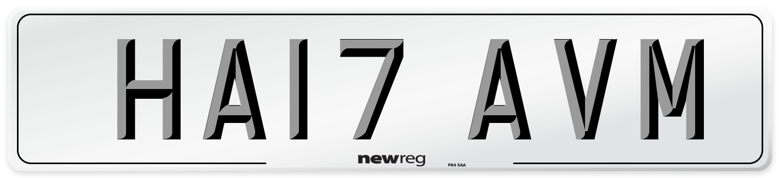 HA17 AVM Number Plate from New Reg